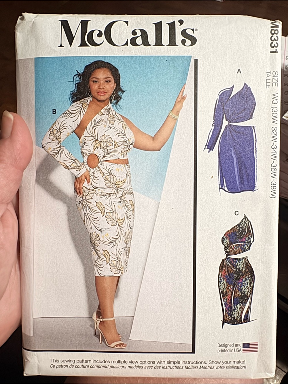 BN UNCUT MCCALLS 8331 W3 PLUS SIZE SEWING PATTERNS CUTOUTS DRESS
